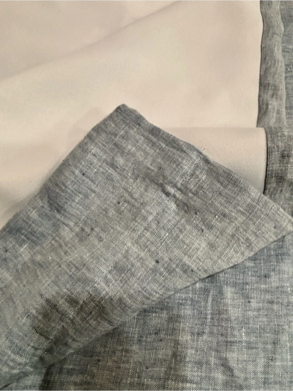 POTTERY BARN Chambray Blue ONE Belgian Linen EMERSON Blackout Curtain 50” X 96”.